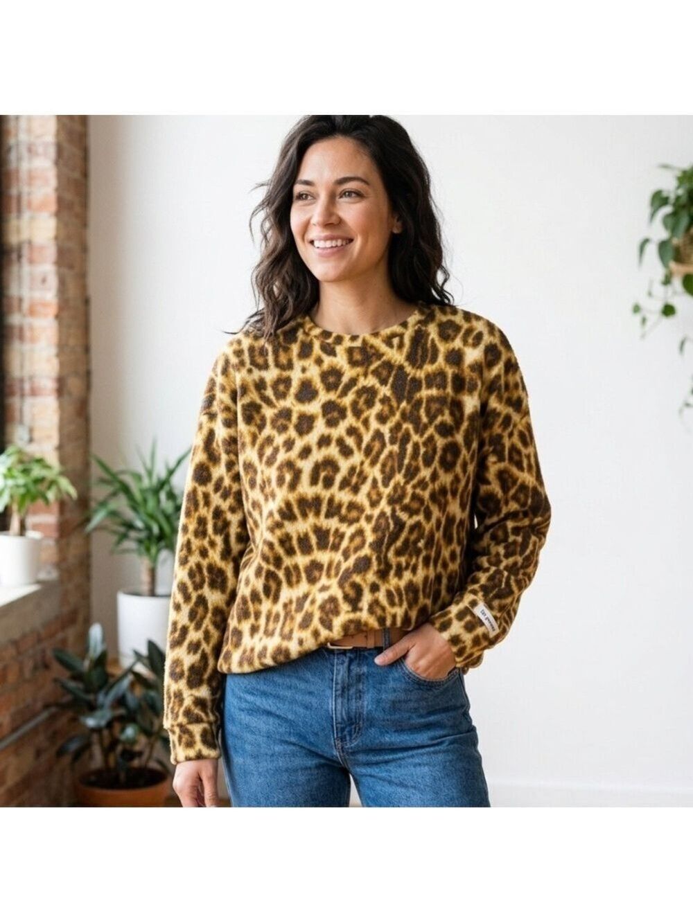 Zara Trafaluc Leopard Animal Print Pullover Top Sweater Size 17/18 Boho Fall